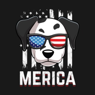 Merica Dalmatian Dog American Flag Patriotic 4th Of July T-Shirt