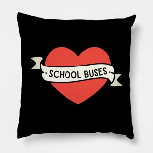 Just A Boy Who Loves School Buses Heart Tattoo Pillow