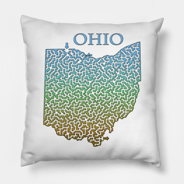 State of Ohio Colorful Maze Pillow by gorff