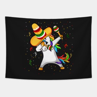 Dabbing Unicorn Cinco De Mayo Tapestry