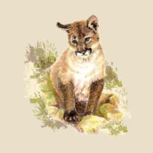 Watercolor Cougar Mountain Lion Cub T-Shirt