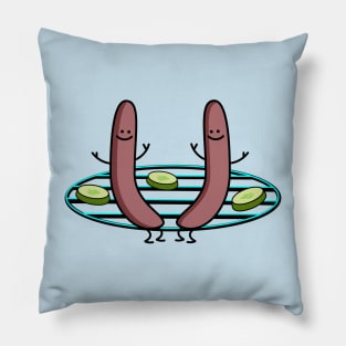 Funny sausages on the grill Pillow