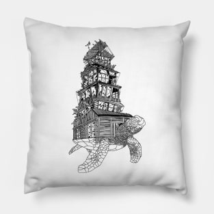 Flying turtle digital sketch Pillow