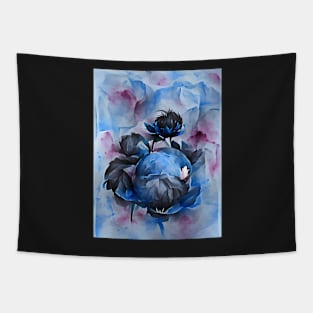 Abstract Blue Peonies Tapestry