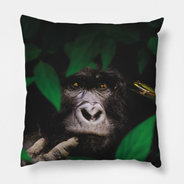 GORILLA & FROG Pillow by karadoc