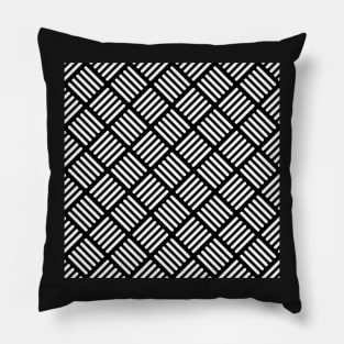 Herringbone Pattern White on Black Pillow