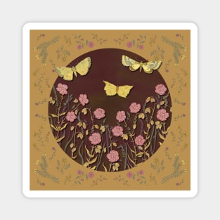 Butterflies & Blooms - Gold Magnet