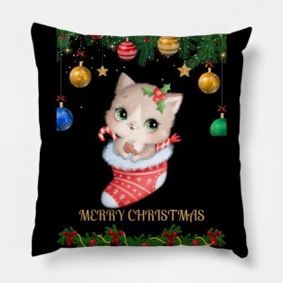 MERRY Christmas cat design Pillow