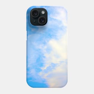 View of the sky split between puffy and thick clouds on the right and azure color on the left Phone Case