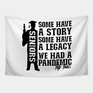 Pandemic Graduation | Black Text Boys Funny Graduation Tapestry