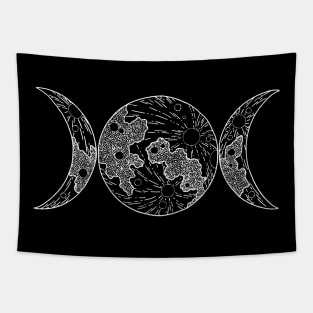 Triple Goddess Wiccan Symbol - Moon Lunar Phases Tapestry