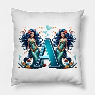 Mermaid Alphabet The Letter A Pillow