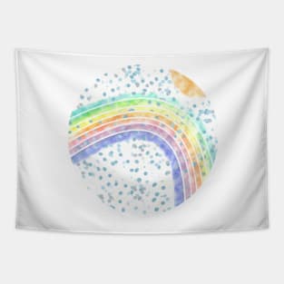 Distressed Rainbow with Sun and Rain Tapestry