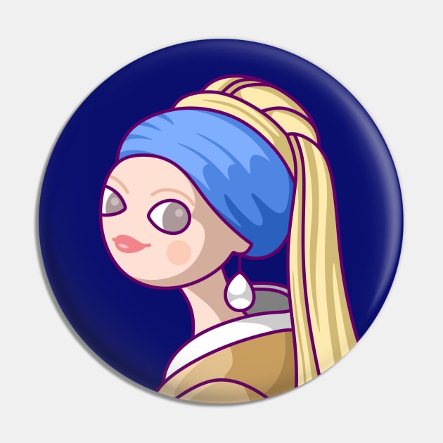 Girl with a Pearl Earring Pin by sombrasblancas