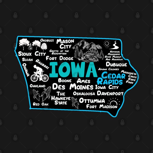 Cedar Rapids Iowa map Des Moines Sioux City, Mason City, Boone, Ames, Davenport, Ottumwa, Fort Madison by BoogieCreates