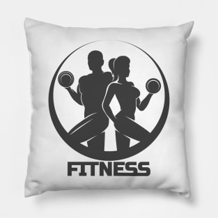 Bodybuilder Fitness Gym Woman and Man Athletic Club Logo Design Pillow