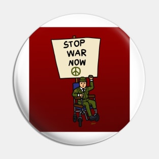 Disability veteran military on wheelchair protest anti-war Pin