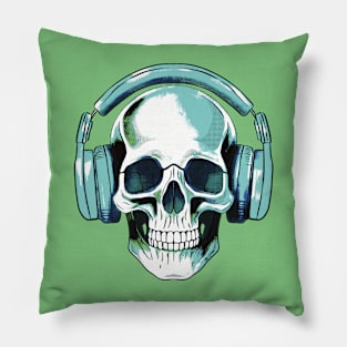 Human skull dj music Pillow