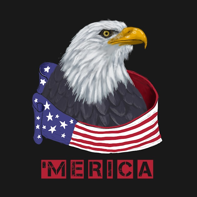 4th Of July Merica Bald Eagle T-Shirt by Jacklake94