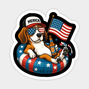 MERICA Dog – Patriotic Beagle Chillin’ in Style Magnet