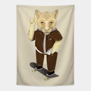 skateboarder cougar dog Tapestry