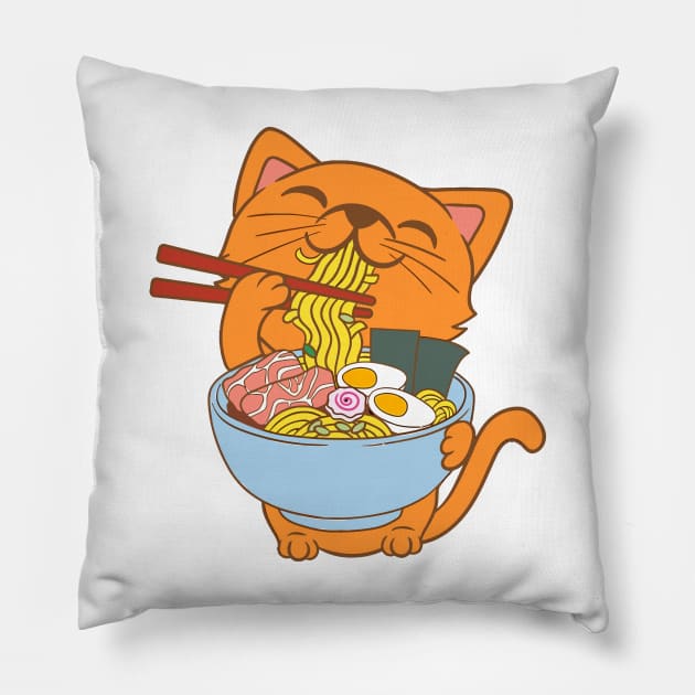 Cat Eating Spaghetti Pillow by egoandrianooi9