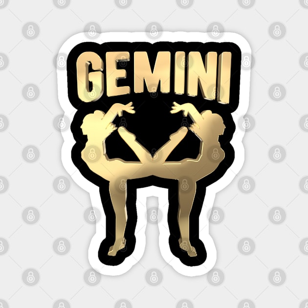 Gold Zodiac Sign Gemini Born in June Gift Magnet by HappyGiftArt