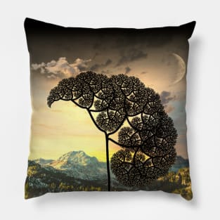 Landscape with Fractal Tree Pillow