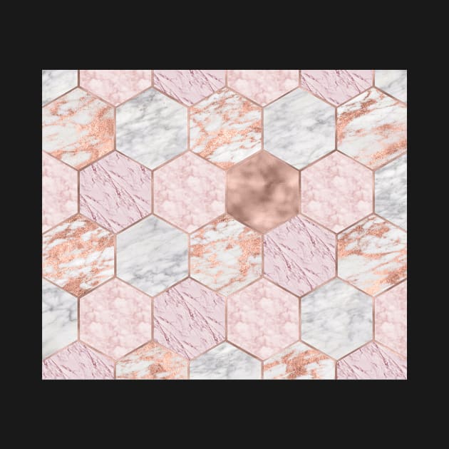 Rose gold princess marble hexagons by marbleco