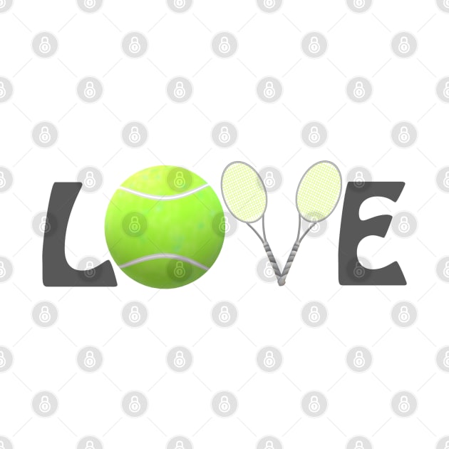 Tennis Lovers Rackets and Ball (Gray Letters) by Art By LM Designs 