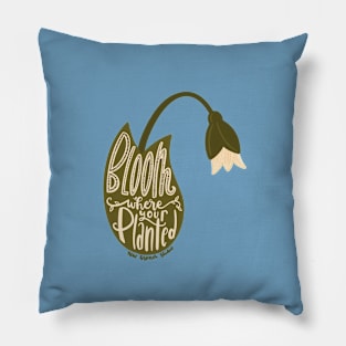 Bloom where your planted - hand lettered flower Pillow