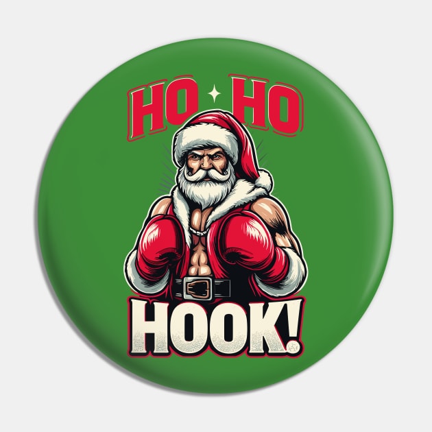 Ho, Ho, Hook - Boxing Santa Pin by PrintSoulDesigns