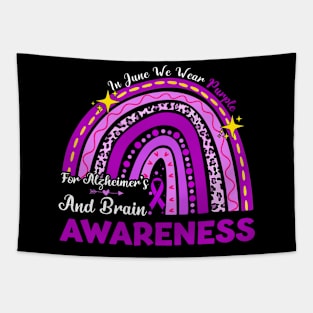Rainbow In June Wear Purple For Alzheimer's Brain Awareness Tapestry