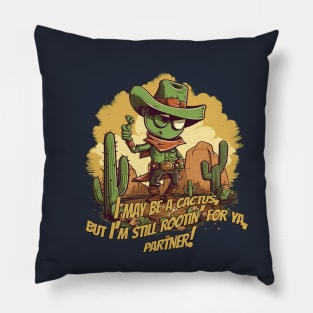 Funny Cactus Cowboy T-Shirt Design Pillow