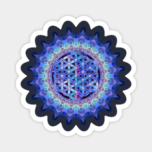 Flower Of Life Blue Violet Colored Stars Heaven Magnet