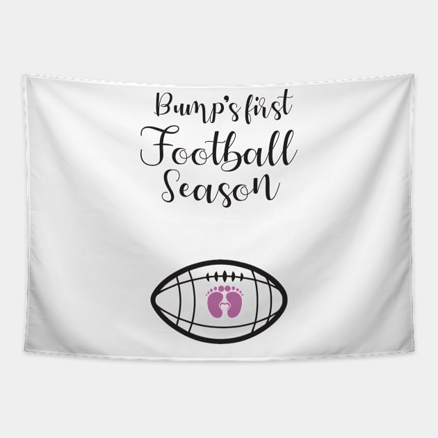 'Bump's First Football Season' Funny Pregnant Gift Tapestry by ourwackyhome