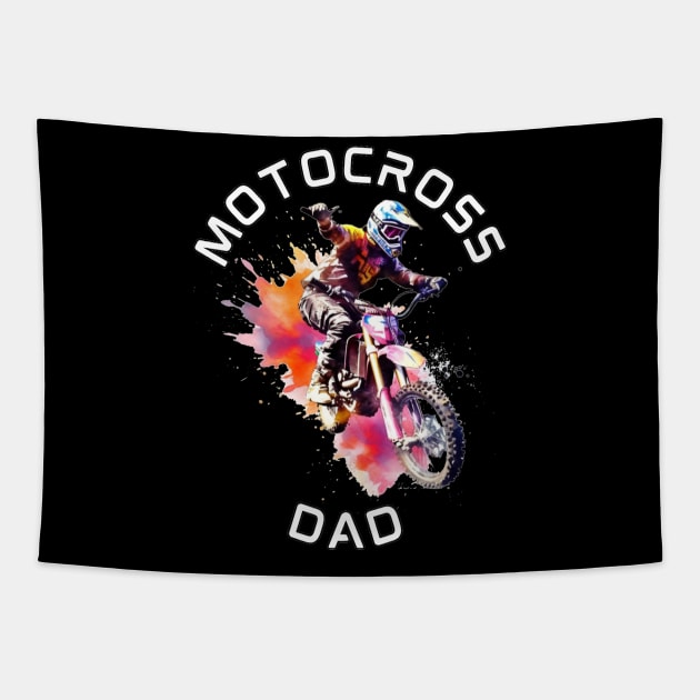 Motocross Dad Dirt Bikes Racer Tapestry by stickercuffs