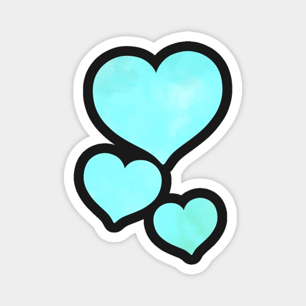 Blue Watercolor Hearts Magnet by BiscuitSnack