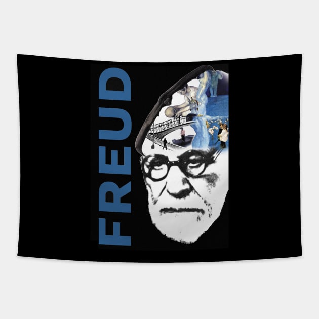 Sigmund Freud Collage Portrait 1 Tapestry by Dez53