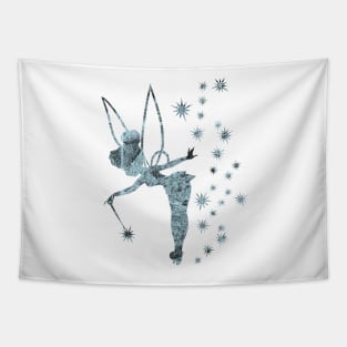 Blue Concrete Tinkerbell Ombre Sillhouette Tapestry