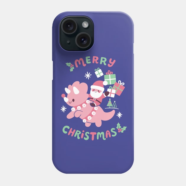 Santa Riding A Dinosaur Phone Case by KristyKate