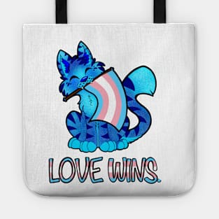 Love Wins Cat (Trans Flag) Tote