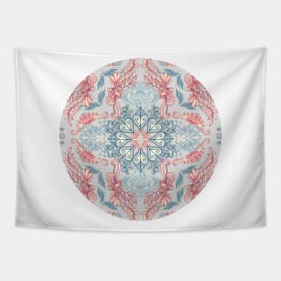 Vintage Fancy - a Pattern in Pale Blue, Navy & Deep Rose Tapestry