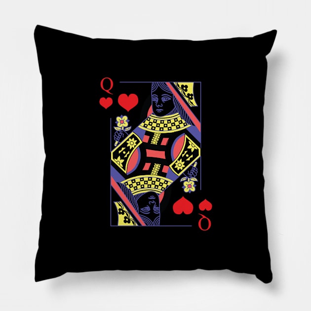 Matching Couple King And Queen Of Hearts Funny Love Pillow by Hasibit