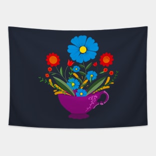 Teacup filled with gorgeous flowers Tapestry