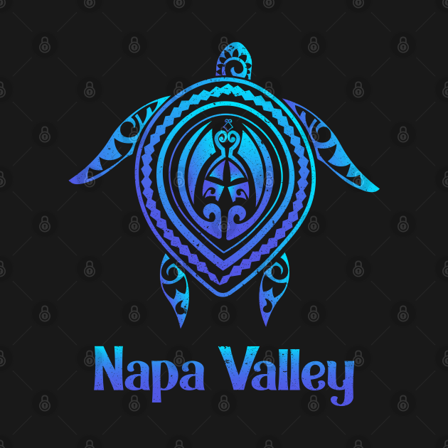 Discover Napa Valley California CA Souvenirs Blue Sea Turtle Tribal - Napa Valley - T-Shirt