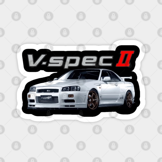 r34 GTR WHITE V SPEC II N1 bnr Godzilla Magnet by cowtown_cowboy