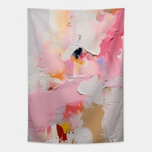 Abstract Pink and White Modern Art Tapestry