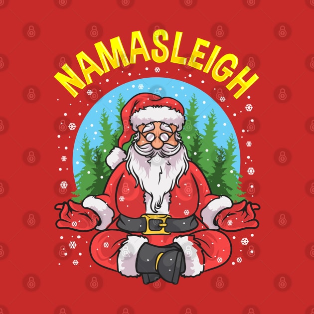 Yoga Santa Claus Namasleigh Meditate Meditation Buddha by E