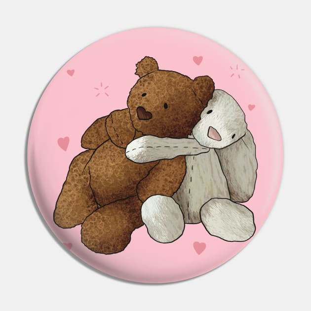 Bear and Bunny Pin by daniasdesigns